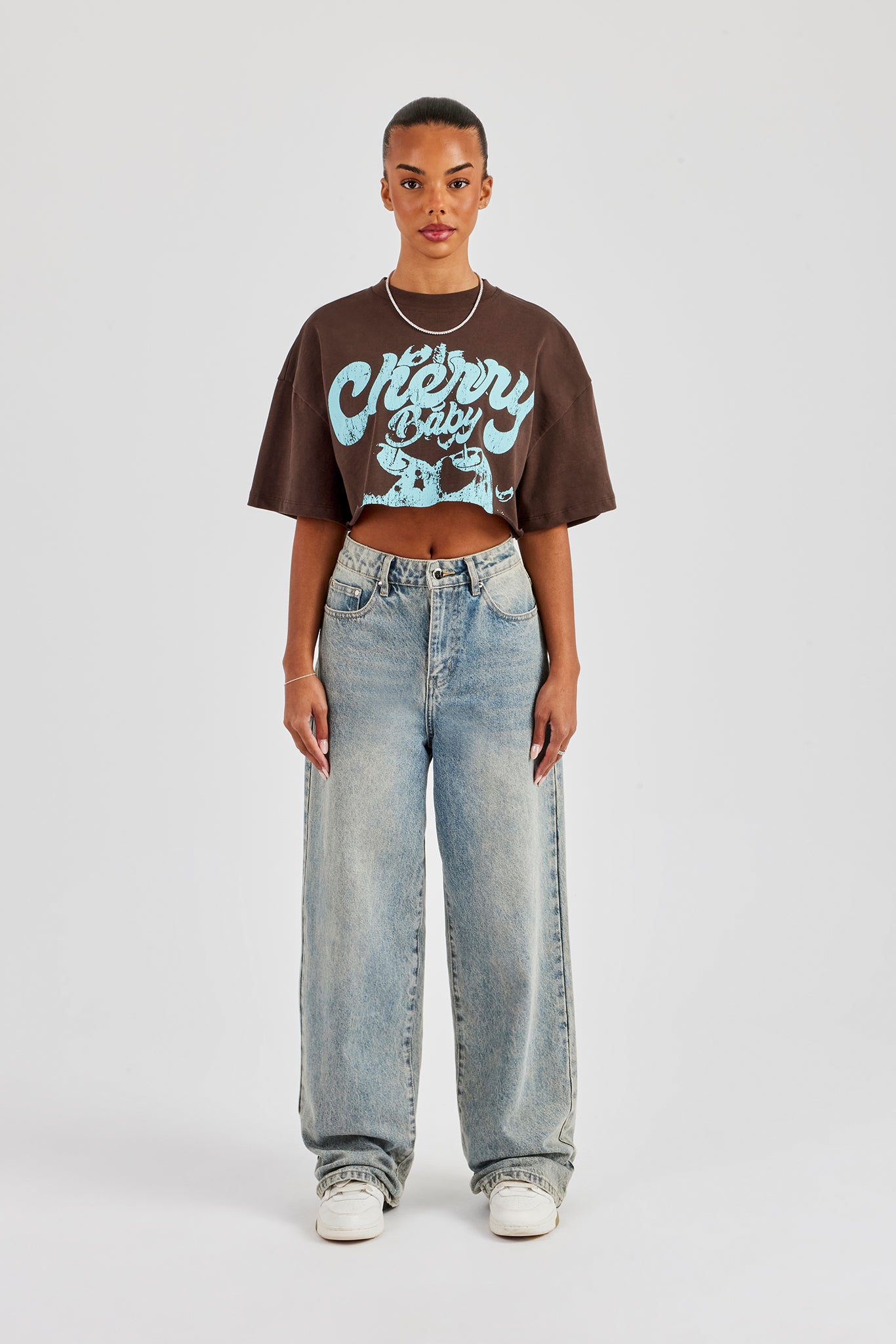 Cherry Baby Cropped T-Shirt - Chocolate
